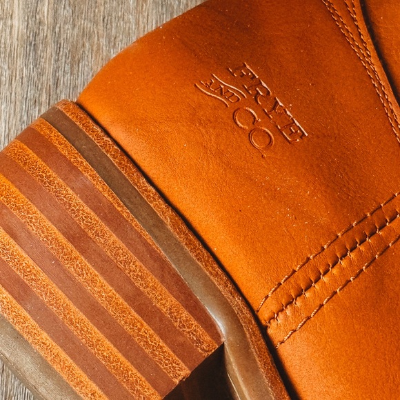 FRYE AND CO. Miranda Burnt Orange Leather Mid-Calf Heeled Boots sz 9.5 - Picture 2 of 5